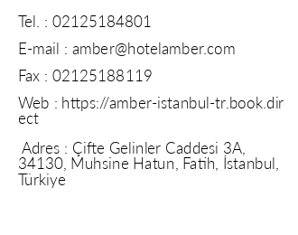 Amber Hotel Istanbul iletiim bilgileri